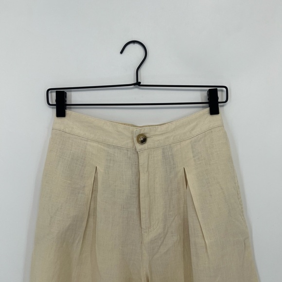Halston Linen Wide Leg Pleated High Rise Trousers - Picture 1 of 6